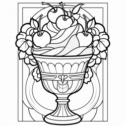 an ice cream sundae in a stained glass style
