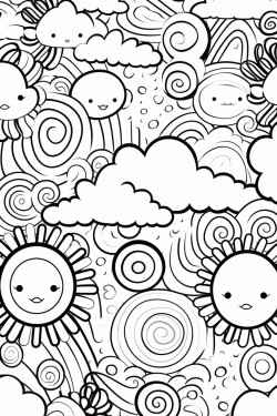 a cute zen patterns  coloring bookvector white background black and white black drawing