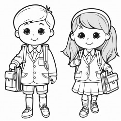 children go to junior school with briefcases