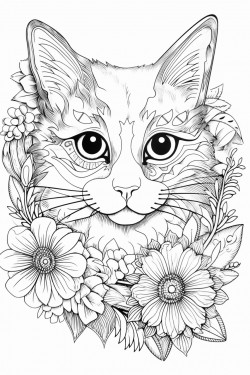 cat and a flower