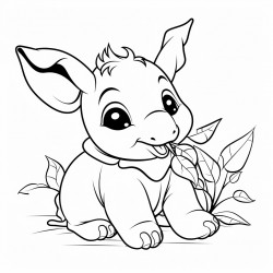 baby rhino eating leaves