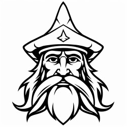 a frowning wizard with a long beard