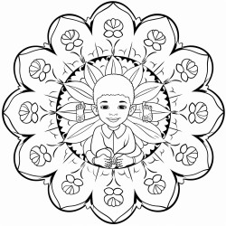 an intricate mandala with african  american children in lotus position with the chakras