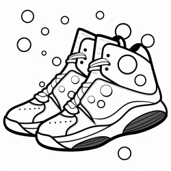 a basketball pair of shoes with a polka dot pattern and a playful aesthetic