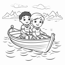 2 enfants sur un bateau