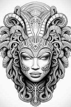 african mask with a lot of details