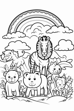 nature including rainbow kids plants animals