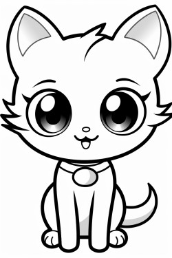 create anime kitty simple happy big eyes on a farm