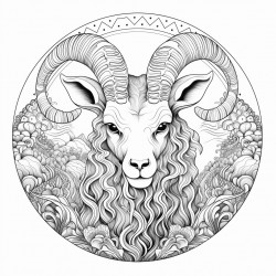 prompt ibex with mandala patterns thick black outlie detailed