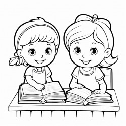 kindergarten students reading and writing