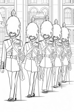 united kingdom kings guards in changing ceremony