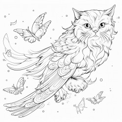 flying cat between birds