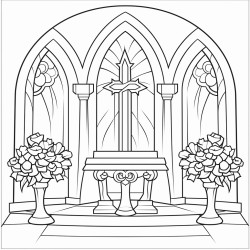 create a pencil sketch of a altar template so i can cut out and assemble