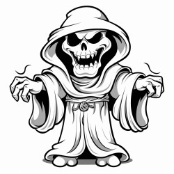 bonechilling specter a ghost bringing cold dreadcoloring page halloween themed