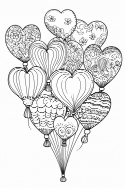 a whimsical arrangement of balloons in different shapes and sizes