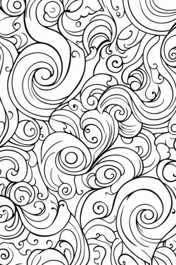 a cute elegant swirls  coloring bookvector white background black and white black drawing