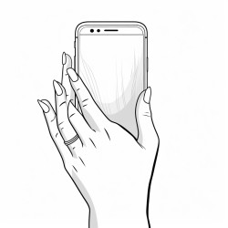 smart phone in girls hand nails blank screen