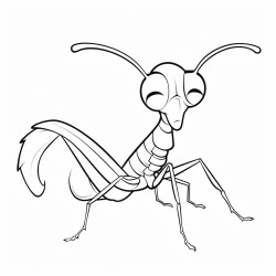 cartoon cute preying mantis
