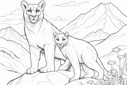 a mountain lion and his baby