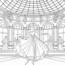 art neuveau dance hall with dancers