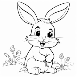 a cheerful bunny munching on carrots