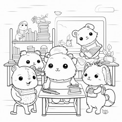 cute animals in classroom