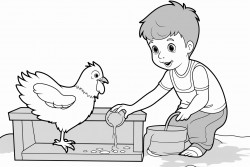 je voudrais un dessin pour enfant avec un poulailler dans un pres sans les animaux