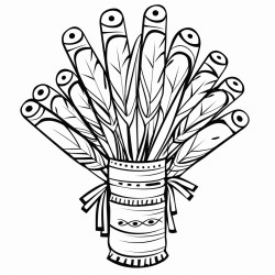 quiver qilugpak  a quiver filled with traditional arrows decorated with feathers