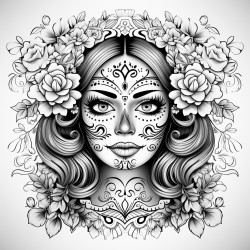 color a wooden sugar skull cutout of a woman