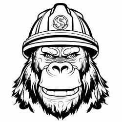 an angry gorilla fire fighter face