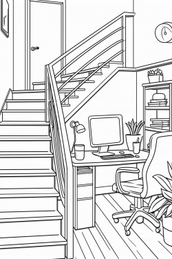 office with stairs basement