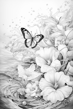 many butterfly on water and sand