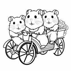 three guinea pigs on a bike