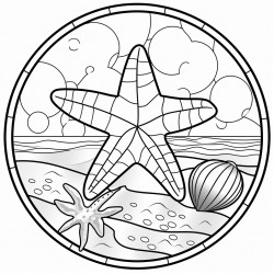 stained glass sanddollar on beach