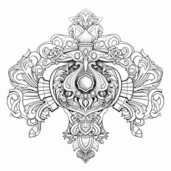 a cross and an ornate crown