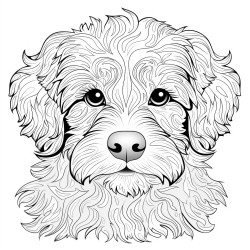 an adorable aussiedoodle puppy face