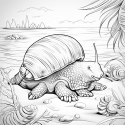 realistic hermit crab with a coconut as a shell