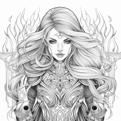 a fantasy girl with a fire powers and an overall fire theme
