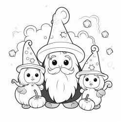 cute wizard family fruits candy florets nature