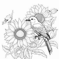 great sunflower with birds