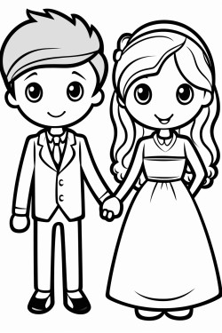 a bride with long hair and a long sleeve dress holding hands with a groom with short tapered hair