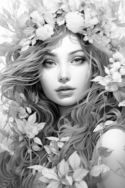 goddess of nature surrounded by plants