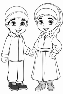 muslim children smiling and shaking hands