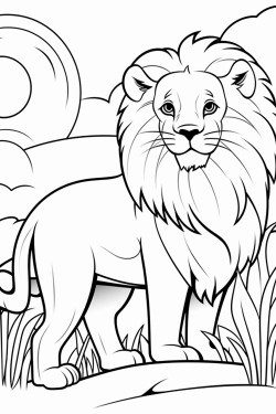 a lion in the savana