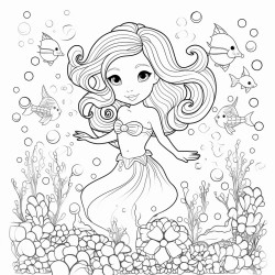rainbow mermaid underwater scene