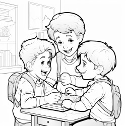 happy boy friends in school helping each other be kind to others