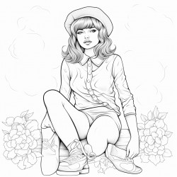 a girl sitting