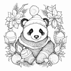 christmas panda in a christmas setting