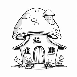 small cute cartoon whimsical house shaped like a mushroom