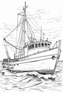 fishing trawler at sea